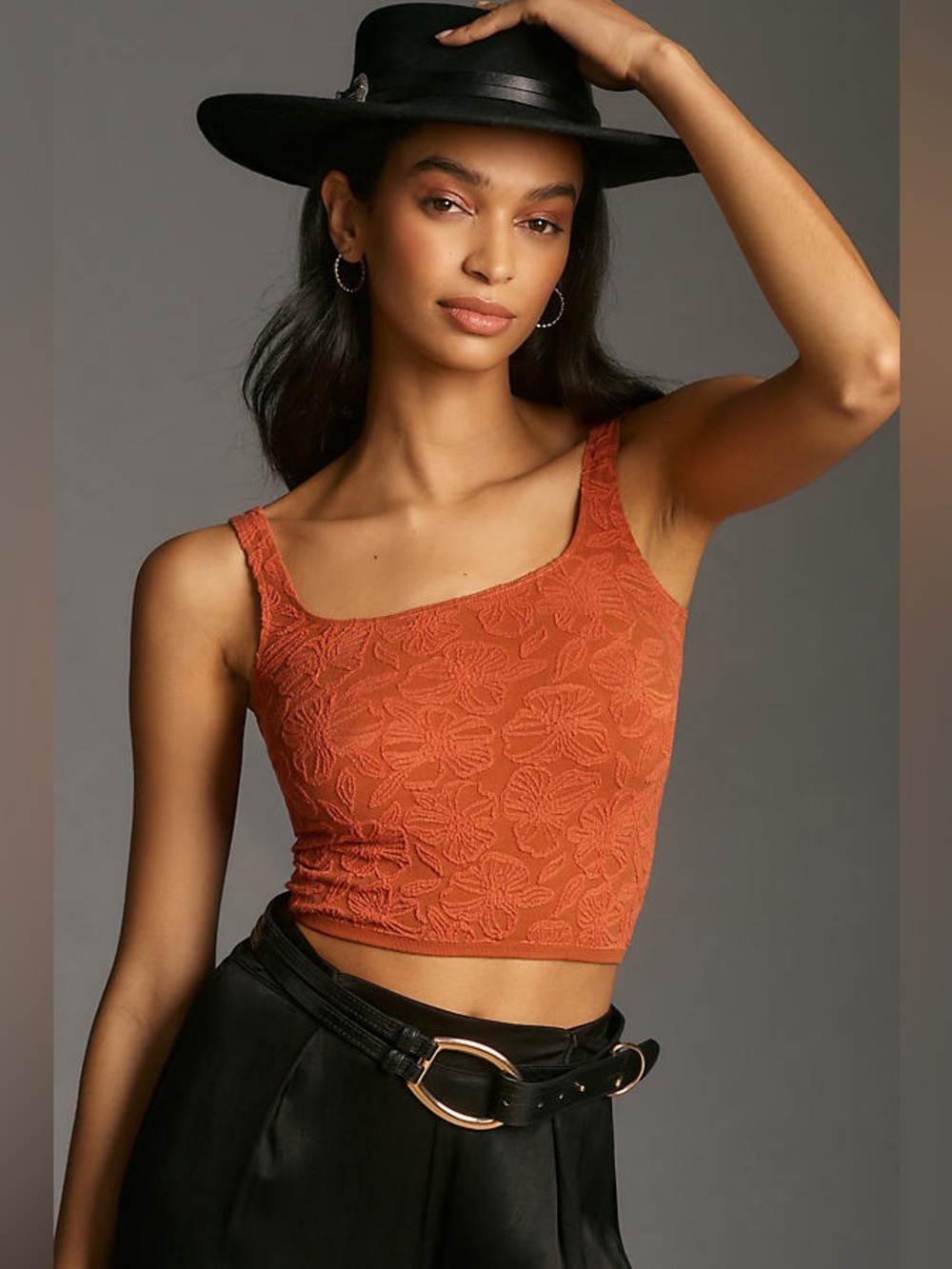 Anthropologie- The Hannah Seamless Textured Tank in Red/Verm